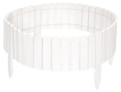 Produktbild von Garronda Beeteinfassung Holz Rollzaun Gartenzaun imprägniert Flexibler Rollborder Rasenkante Palisade Umzäunung für Garten Länge: 200 cm GD-0046 (Weiß, Höhe: 30 cm)