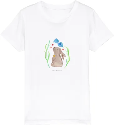 Produktbild von Mr. & Mrs. Panda Kleinkinder T-Shirt Hase Blume 12-14 Jahre (152/164) - Weiß - Geschenk, für Kinder, Öko, Teenager, Geburtstag, Hoffnung, Kindershirt, Mädchen, Ostern