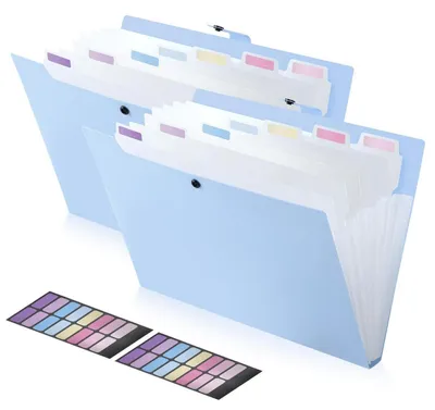Productafbeelding van A4-ordner met 8 vakken, documentenmap, 2 stuks, blauw