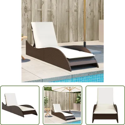 Produktbild von The Living Store Sonnenliege mit Auflage Braun 60x205x73 cm Poly Rattan