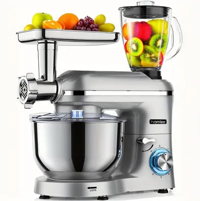 Zdjęcie produktu dla Robot kuchenny - Mikser kuchenny - Robot do żywności - Blender - Silnik o mocy 2000 W - Misa mieszająca ze stali nierdzewnej o pojemności 5,5 litra