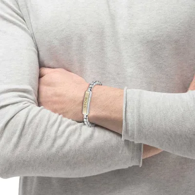 Imagen del producto de Pulsera bicolor para hombre, fabricada en acero Devon, modelo 1580597. Longitud: 17,5 cm