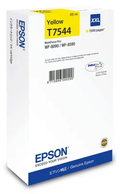 Obrázek produktu pro Epson WF-8090 / WF-8590 Ink Cartridge XXL Yellow, Extra (Super) vysoká výtěžnost, Žlutá, 69 ml, 1 kusů, 7000 str., Balení po jednom