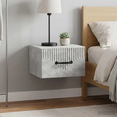Immagine prodotto di Maison Exclusive - Comodino da parete, 2 pezzi, colore grigio cemento, dimensioni 34,5 x 33 x 20 cm