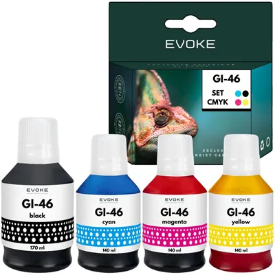 Produktbild von Evoke kompatible Tinte für Canon GI-46 GI46 4x CMYK:Schwarz,Cyan,Magenta,Gelb 170 ml 48000 Seiten MAXIFY GX3040 GX4040 GX4050 GX5040 GX5050 GX6040 GX6050 GX7040 GX7050