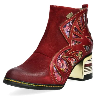 Produktbild von Laura Vita Damen Stiefelette mit Cut-Outs Blockabsatz IDCORAO 11, Größe:37 EU, Farbe:Rot