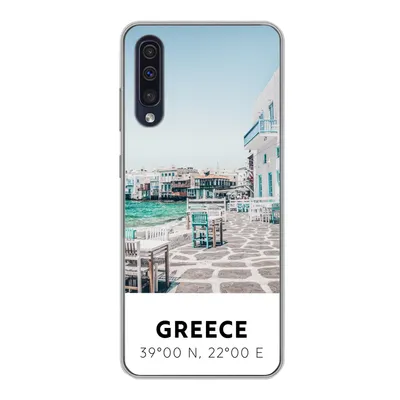 Produktbild von MuchoWow® Handyhülle Schutzhülle Hülle für Samsung Galaxy A30s Griechenland - Meer - Blau Silikon Softcase Handy Hülle - Karteninhaber