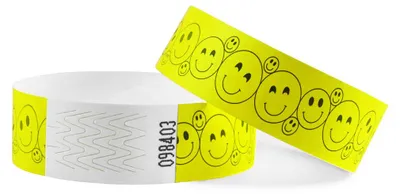 Image de Bracelets CombiCraft Tyrex avec Smiley - néon jaune - 100 pièces