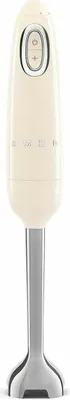 A cream-colored SMEG hand blender with a silver wand and base, shown against a white background.