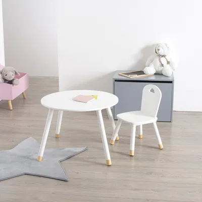 Produktbild von zesso skandinavischer Kindertisch Nuage, Weiß, rund, 60 x 60 x 43 cm