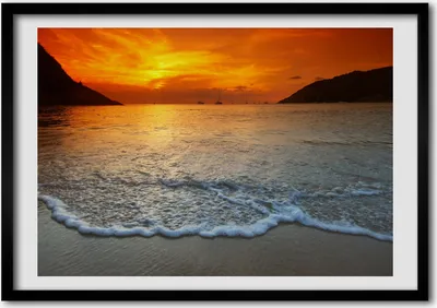 Produktbild von Bild - Bilderrahmen - 100 cm x 70 cm - MDF - Rahmen - Foto - Wandkunst Sonnenuntergang Meer
