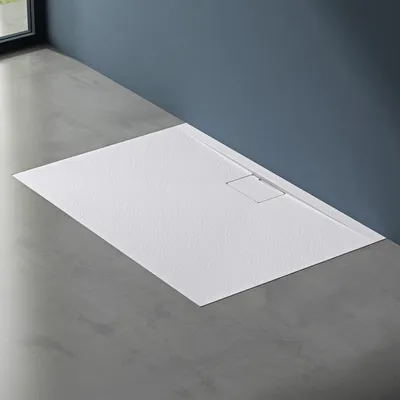 Produktbild von doporro Duschtasse Duschwanne 70x120x3 flach Mineralguss in Weiß DIN-Anschlüsse für bodengleiche Montage geeignet Geoma07
