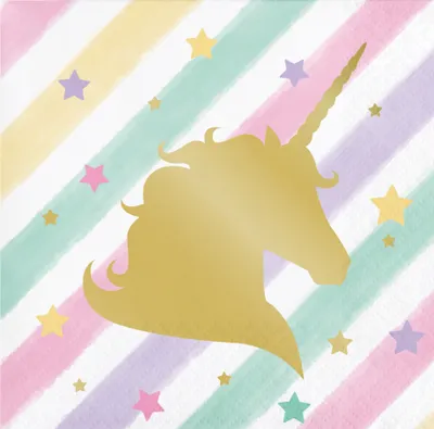 Immagine prodotto di Tovaglioli di carta con unicorno e stelle, 16 pezzi colorati, 25 x 25 cm - taglia unica