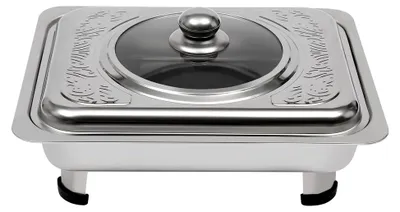 Produktbild von Set aus 4 Edelstahl-Speisenwärmern mit Deckel und Brennstoffhalter für Buffet und Feierlichkeiten