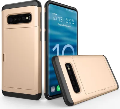 Produktbild von Mobigear Card  Samsung Galaxy S10 Hülle Hardcase Backcover Stoßfest mit Kartenhalter - Roségold