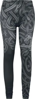 Produktbild von Black Premium by EMP Damen schwarze Leggings mit Print und elastischem Bund XL
