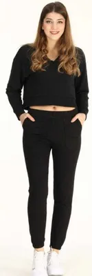 Produktbild von Damen Jogginghose Sporthose Schwarz L Trainingshose Pyjama Freizeit Baumwolle Warm P-66