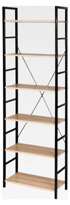Produktbild von Standregal mit 6 Ablagen, Bücherregal, Lagerregal, Leiterregal, Stufenregal, Badregal, Küchenregal, Eckregal, Treppenregal, Hochregal mit Kippschutz, 60 x 180 x 27,5 cm