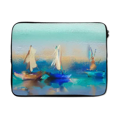 Produktbild von MuchoWow® Laptop Hülle 15 Zoll Gemälde - Ölfarbe - Boot - Abstrakt Laptoptasche - Laptoptasche - Sleeve - Rundum-Schutz