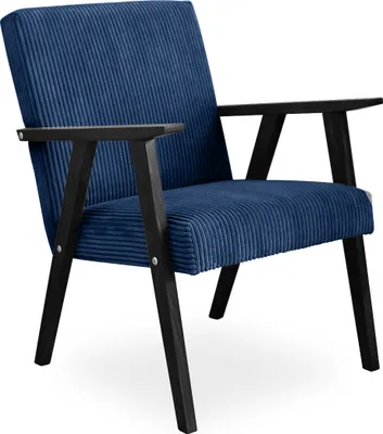Produktbild von Bettso Sessel Gepolsterter Cocktailsessel LISEK Dunkelblau Beine in Schwarz