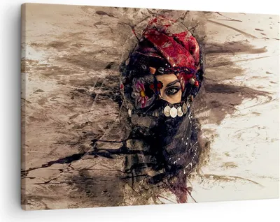 Produktbild von Bild auf Leinwand - Leinwandbild - Frau Folklore - 70x50cm - Wand Bild - Wanddeko - Wandbilder - Leinwanddruck - Bilder - Kunstdruck - Wanddekoration - Leinwand bilder - Wandkunst - AA70x50-3858