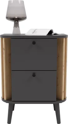 Produktbild von Pure Nachttisch 2 Schubladen grau,Eiche Nachbildung.