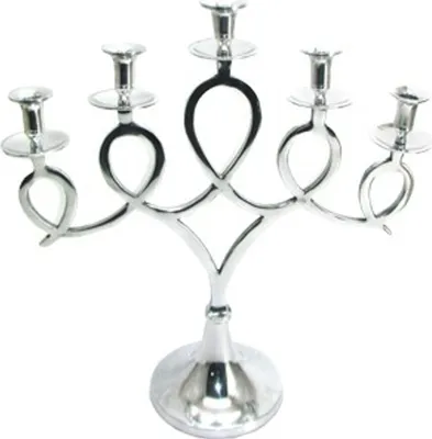 Immagine prodotto di Portacandele di design Casa Padrino, candeliere in alluminio lucido, 5 fiamme, 55 x 20 x 58cm