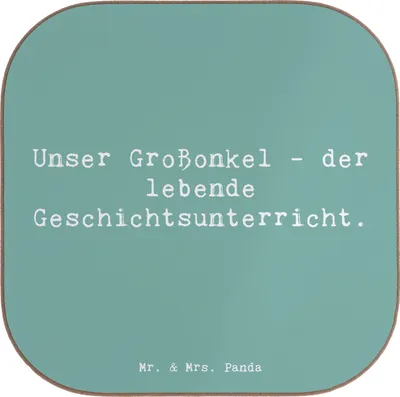 Produktbild von Mr. & Mrs. Panda Untersetzer für Gläser Spruch Großonkel Geschichtsunterricht - Meeresbrise - Geschenk, Tassenuntersetzer, Glas, Lächeln, Tasse, Coaster, Anekdoten