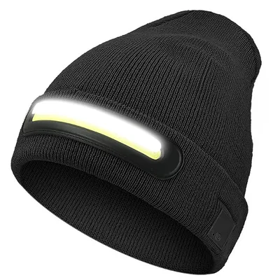 Produktbild von LED-Strickmütze mit Licht, wiederaufladbare USB Stirnlampenmütze, warme Wintermütze mit LED-Beanie für Herren und Damen