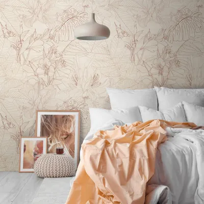 Productafbeelding van Profhome 398861-GU Fotobehang bloemen mat beige crèmewit 1,59 m x 2,8 m
