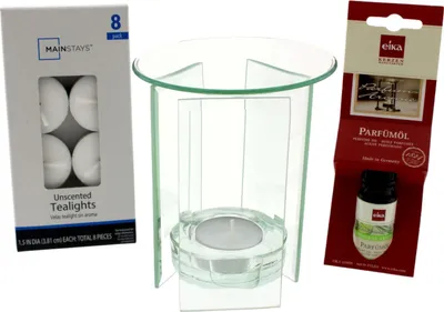 Image de Huile pour brûleur aromatique ou cire fondue - y compris huile parfumée à la citronnelle 10 ml et 8 bougies chauffe-plat