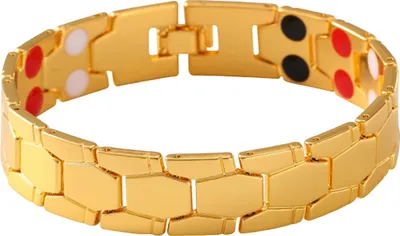 Produktbild von Herren-Armband, sechseckig, magnetisch, breites Band, polierte Legierung, Puzzle-Textur, Alltagskleidung, Geschenk, Party, Handgelenk, Armreif, Schmuck für Erwachsene