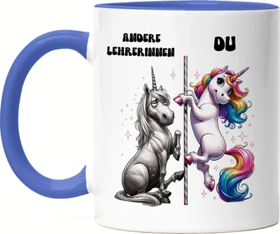 Produktbild von Andere Lehrerinnen Du Einhorn Tasse Blau Lehrerin Hauptschule Lustig Humor