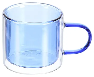 Doppelwandiges Glas Kaffeebecher 250 ml Blau – Espressotasse