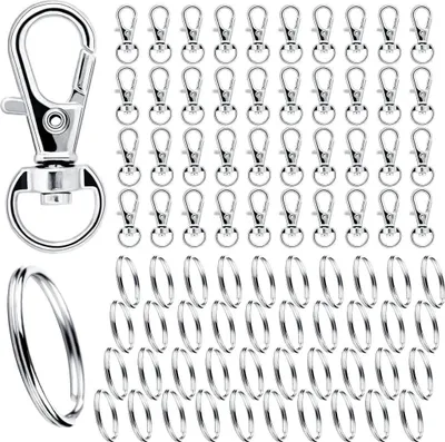 Produktbild von Schlüsselring Karabiner Edelstahl 80Stk Drehgelenk Silber 80pcs