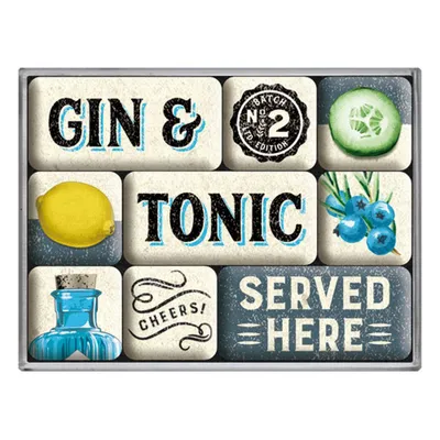 Produktbild von Nostalgic-Art - 9tlg. Magnetset - Open Bar - Gin & Tonic Served Here