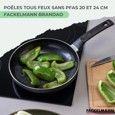 Obrázok produktu pre Indukčné panvice FACKELMANN Brandao, sada 2 kusov, Ø 20 a 24 cm, recyklovaný hliník, keramický nepriľnavý povrch, bez