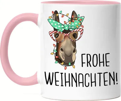 Produktbild von Frohe Weihnachten Tasse Rosa Weihnachten Merry Christmas Frohe Weihnachten Weihnachtszeit Heilig Abend