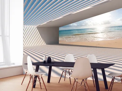 Produktbild von Vlies Fototapete 350x256 cm Tapeten Wandtapete XXL Strand Natur Landschaft Meer Himmel Architektur c-B-0096-a-a