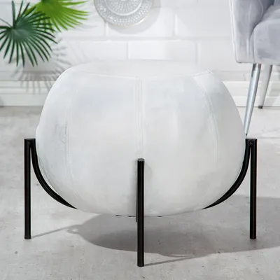 Image de Casablanca Hocker, "York", Metall, Samt, weiß, , L. 59 cm, B. 59 cm, H. 40 cm 38937