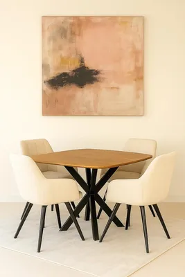 Image de Table à manger ronde Deens – 130 cm – Naturel – Bois de manguier