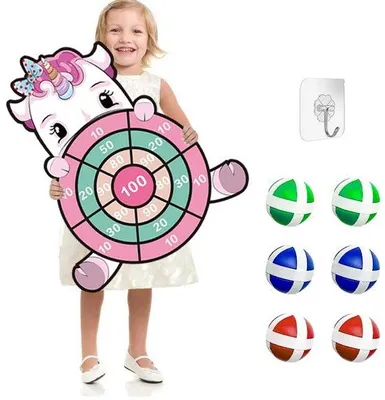 Productafbeelding van Kinderdartbord 71 cm met 6 ballen - Thematisch werpspel voor buiten en binnen