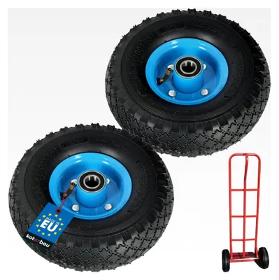 Produktbild von 2er Set Sackkarrenräder Vollgummireifen 260 x 85 mm 3.00-4 Verstärkt 4PR Komplettrad für Sackkarre und Bollerwagen