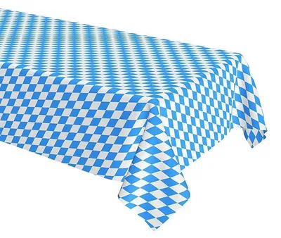 Productafbeelding van tafelkleed, blauw-wit geruit, kunststof, 130x220 cm, feestaccessoire