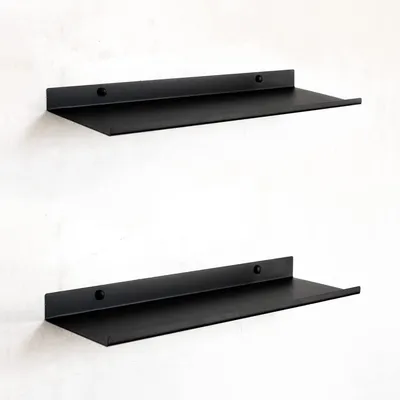 Produktbild von Set aus 2 schwarzen Wandregalen - 35 x 10 cm - Schwebende Regale - Wanddekoration Regale & -regale
