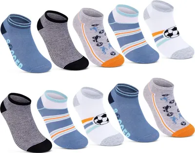 Produktbild von 10 Paar Kinder Sneaker Socken Jungen Baumwolle Kindersocken 56568 - Farbmix 23-26