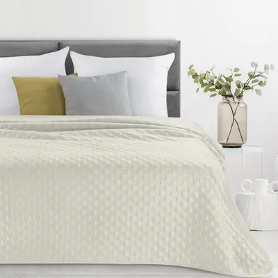 Produktbild von Velvet Decke Dekorativer Bettüberwurf Tagesdecke aus Samt SOFIA 4 creme 200 cm cm x 220 cm creme