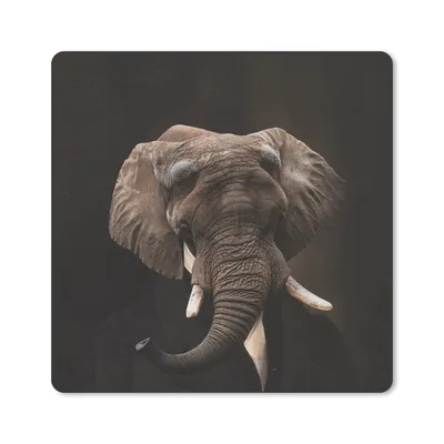 Produktbild von MuchoWow® Mauspad Mousepad Porträt - Elefant - Kunst 20x20 cm - Mousepads - Maus Mat - Pad - Mausunterlage - Desk Mat - Bureauartikeln