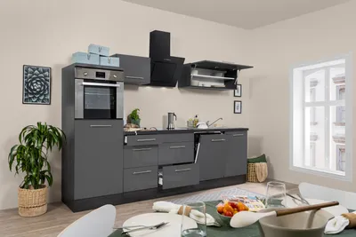 Produktbild von Küche Küchenzeile Küchenblock  Weiß Grau Amanda 280 cm Respekta Premium