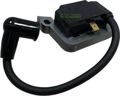 A close-up studio shot of a chainsaw ignition coil.